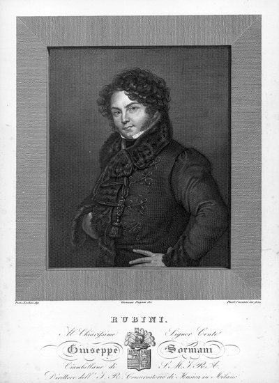 Ritratto del tenore italiano Giovanni Battista Rubini (1794-1854). Incisione del XIX secolo da Unknown artist