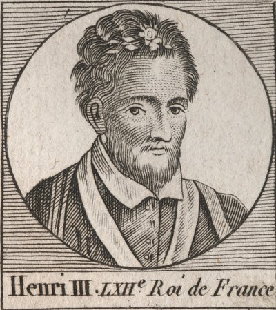 Ritratto del re di Francia Enrico III (1551-1589) - Ritratto di Enrico III (1551-89) re di Francia - incisione da 