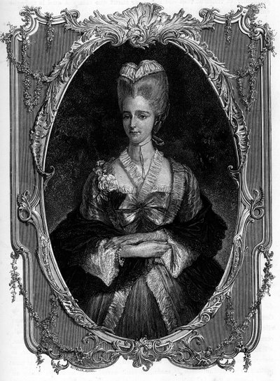 Ritratto della Marchesa di Boufflers Marie Francoise Catherine de Beauvau Craon (1711-1787) - Incisione del 1862 in "Le Regine del Mondo" dei nostri primi scrittori - Pubblicato sotto la direzione di JGD Armandaud da Unknown artist