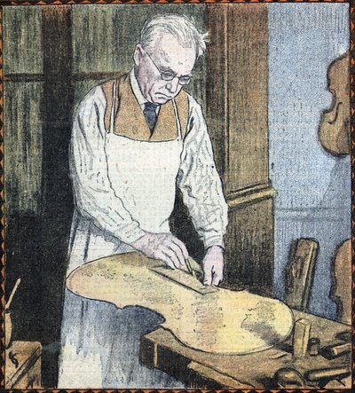 Ritratto del maestro liutaio Paul Kaul (1875-1951) (Ritratto del costruttore di strumenti Paul Kaul) Illustrazione da "Le Pelerin" 1 luglio 1934 Collezione privata da Unknown Artist