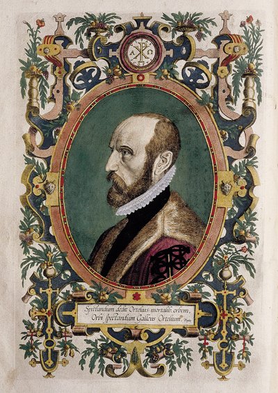 Ritratto del cartografo Abraham Ortelius (incisione a colori) da Unknown artist