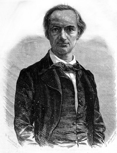 Ritratto del poeta Charles Baudelaire (1821-1867). Incisione del XIX secolo da Unknown artist