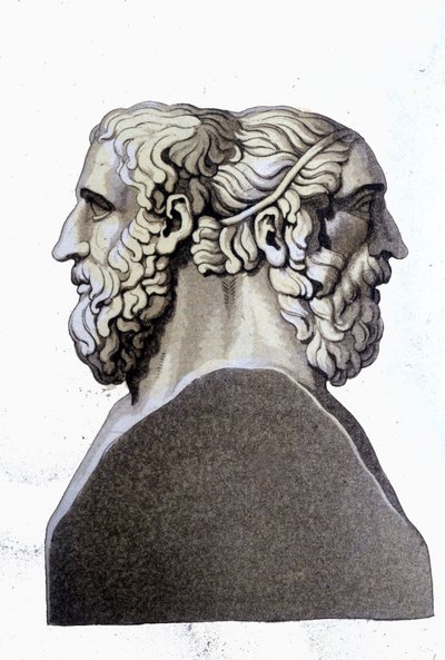 Ritratti di Omero (IX secolo a.C.) e Archiloco (712 a.C. - 648 a.C.), poeti greci. da Unknown artist