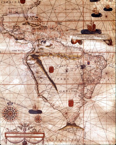 Portolano rappresentante il Sud America appartenente a Bartolomeo Velho. 1561 da Unknown artist
