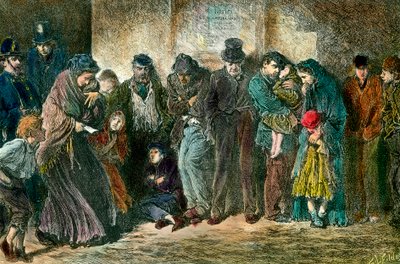 Povertà a Londra alla porta di un rifugio da Unknown artist