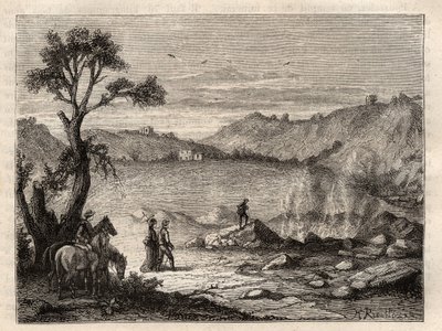 Solfatara di Pozzuoli, vicino a Napoli - Solfatare di Pozzuoli, Italia - incisione in 