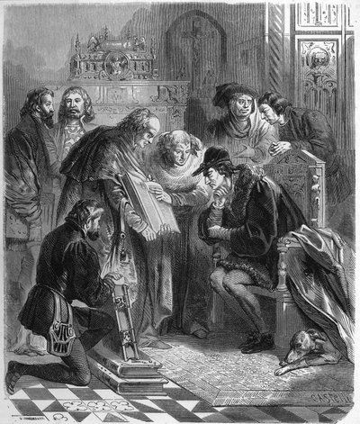 Presentazione della Bibbia stampata a Luigi XI (1423-1483), re di Francia. da Unknown artist