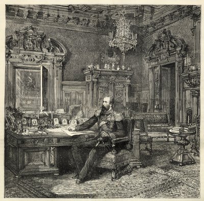 Principe Alessandro di Bulgaria (1857-1893), nel suo studio - Alessandro di Battenberg - Ritratto di Alessandro I di Bulgaria o Alessandro di Battenberg (1857-1893) nel suo studio - 1886 da Unknown artist