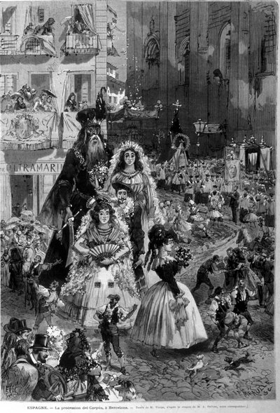 Processione del Corpus Domini a Barcellona da Unknown artist