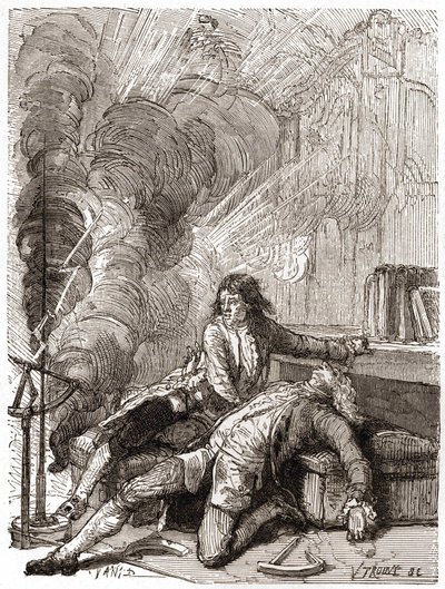 Professor Georges Guillaume Richmann (1711-1753) morto nel suo laboratorio a seguito di un esperimento con un elettrometro da Unknown artist
