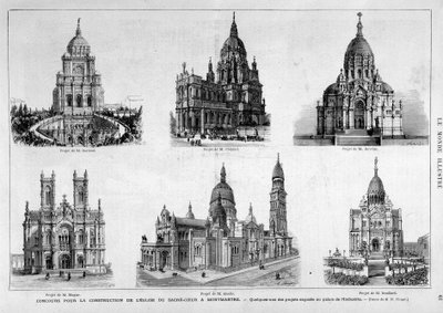 Progetti per il concorso della chiesa del Sacro Cuore a Montmartre - in "Il Mondo Illustrato" del 25/07/1874 da Unknown artist