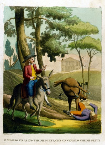 Proverbio: Meglio essere portato da un asino che gettato da un cavallo. da Unknown artist