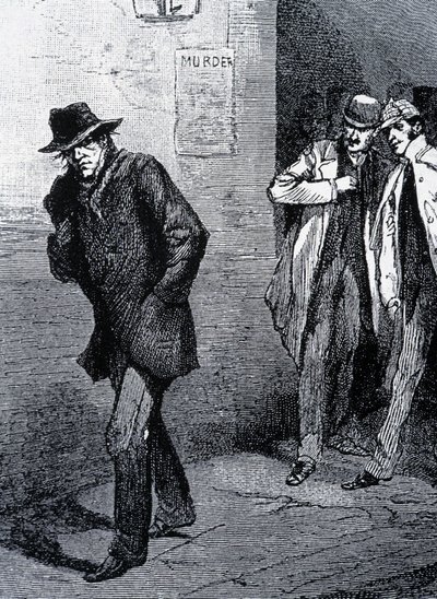 Atmosfera di psicosi di notte nelle strade di Londra (a causa degli omicidi di Jack lo Squartatore) - fine XIX secolo, c. 1888. da Unknown artist
