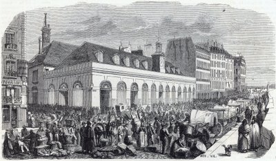 Quai des Augustins: Marche de la Vallee - Incisione in "Tableau-de-Paris" di Edmond Texier da Unknown artist