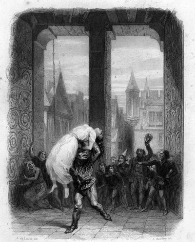 Quasimodo salva Esmeralda. Illustrazione di Notre Dame de Paris di Victor Hugo, 1844 da Unknown artist
