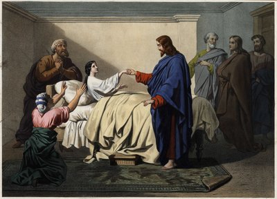 Resurrezione della figlia di Giairo - Gesù risuscita la figlia di Giairo. Incisione anonima della fine del XIX secolo da Unknown artist