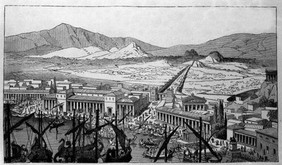 Ricostruzione del Porto del Pireo in Grecia come nel periodo antico da Unknown artist