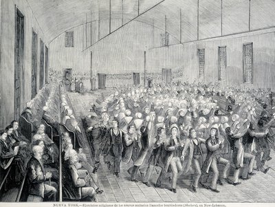 Processione religiosa degli Shakers a New York. Illustrazione del XIX secolo da Unknown artist