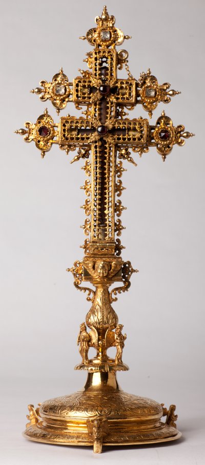 Croce reliquiario. Oreficeria con gioielli. Abbazia di Saint-Amand Tournai, ex-Elnone. XVI secolo da Unknown artist