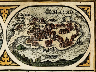 Rappresentazione di Macao, dettaglio in Le Theatre du monde da Unknown artist
