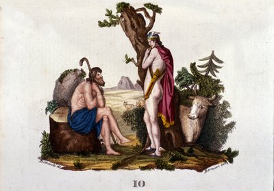 Rappresentazione di Argo e Io, trasformata in mucca da Mercurio. Tavola tratta dal 