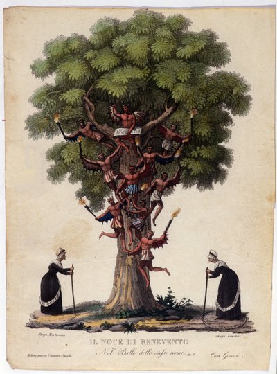 Rappresentazione del noce di Benevento, streghe e demoni della leggenda che ha ispirato il balletto “Il noce di Benevento” del compositore austriaco Franz Xaver Sussmayr (1766-1803). Illustrazione del XIX secolo da Unknown artist
