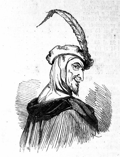 Rappresentazione di Mefistofele (Mephisto), personaggio della leggenda di Faust. Incisione del XIX secolo da Unknown artist