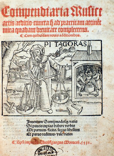 Rappresentazione di Pitagora, da Compendiara musica (1516) da Unknown artist
