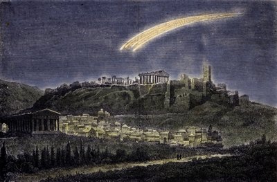 Rappresentazione di una cometa sopra la città di Atene nel 1878 da Unknown artist