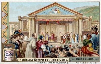 Rappresentazione di un gioco della passione a Oberammergau (Germania) - cromolitografia Liebig da Unknown artist