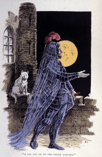 Rappresentazione di un fantasma in una notte di luna piena. Incisione del 1894 da Unknown artist