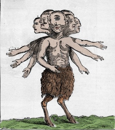Rappresentazione di una creatura mostruosa catturata nella catena montuosa di Zardana in Spagna nel 1655. Incisione da Unknown artist