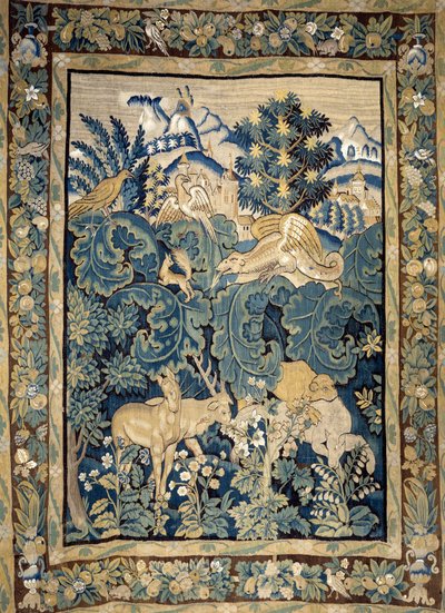 Rappresentazione di animali fantastici in una foresta vergine da Unknown artist