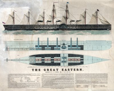 Rappresentazione della nave britannica Great Eastern, primo grande transatlantico, inaugurata nel 1858 progettata da Isambard Kingdom Brunel da Unknown artist