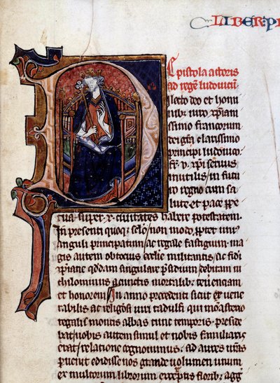 Rappresentazione del re di Francia San Luigi (o Luigi IX) (1214-1270). Miniatura tratta da “The mirror of History” (Speculuum Historiale) di Vincent de Beauvais (1190-1267), Digione, Biblioteca Municipale da Unknown artist