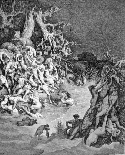 Rappresentazione del Diluvio Universale. Incisione del XIX secolo. da Unknown artist