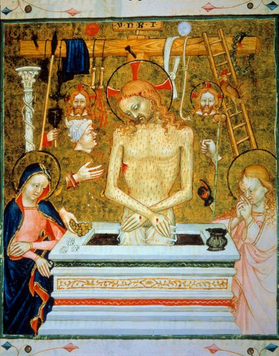 Resurrezione di Cristo: Cristo che esce dalla tomba tra la Vergine e San Giovanni con gli strumenti della passione da Unknown artist