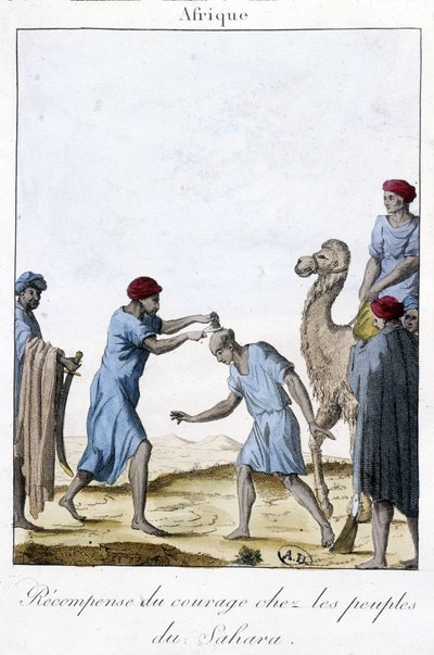 Ricompensa per il coraggio tra i popoli del Sahara - Incisione da Unknown artist