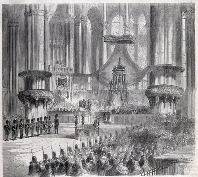 Risorgimento - Celebrazione del Te Deum nel Duomo di Milano alla presenza dei re d