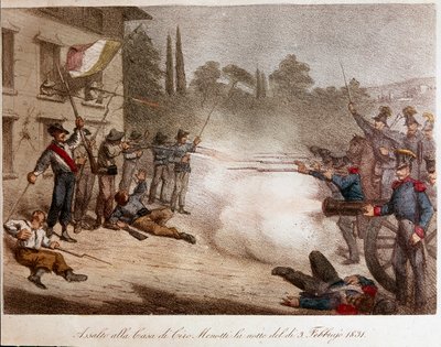 Risorgimento: i soldati di Francesco IV di Modena assaltano la casa di Ciro Menotti nella notte del 03/02/1831 da Unknown artist