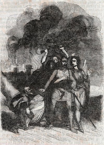 Rodomonte abbandona Parigi - incisione del 1851 da 