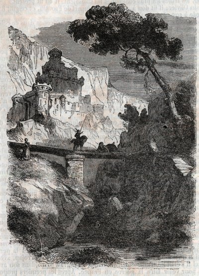 Rodomonte sconfitto da Bradamante - incisione del 1851 da 
