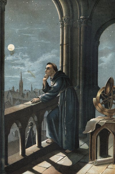 Ritratto di Roger Bacon a Oxford. Monaco francescano, teologo, filosofo e studioso inglese (Ilchester, Somerset, circa 1214 - Oxford) da Unknown artist