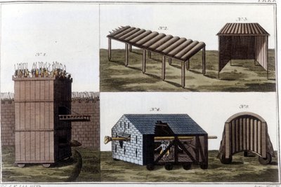 Macchine da guerra romane. Incisione dell