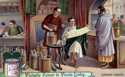 Libraio romano. Cromolitografia, immagine Liebig da Unknown artist