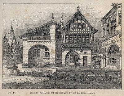 Casa romana del Medioevo e Rinascimento - incisione del 1889 in 