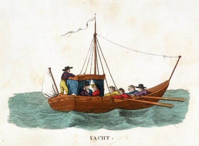 Passeggiata romantica di una coppia a bordo di uno yacht. da Unknown artist