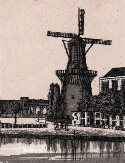 Rotterdam, Olanda: Mulino a vento olandese in "Il mondo illustra 168 vedute" da Unknown artist