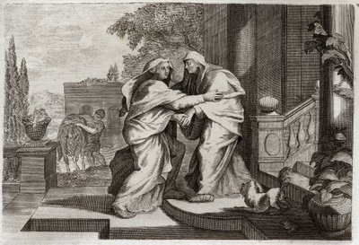 Bibbia di Royaumont, Nuovo Testamento: Visitazione. La Beata Vergine Maria visita sua cugina Elisabetta. Illustrazione del 1811 da Unknown artist