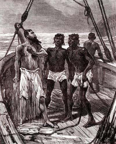 Trasporto della gomma sul fiume Maroni, Guyana da Unknown artist